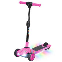AIYAPLAY Three-Wheel Foldable Electric Scooter for Kids Aged 6-10 Years, Pink