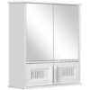 kleankin Bathroom Mirror Cabinet, Wall Mounted Storage Cupboard with Double Doors and Adjustable Shelf, Bathroom Organizer, White