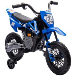 AIYAPLAY 12V Kids Electric Motorbike, Kids Electric Ride on motorcycle w/ Twist Grip Throttle, Training Wheels, Blue
