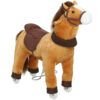 AIYAPLAY Ride On Horse, Plush Walking Horse Toy with Wheels and Saddle for Ages 3-5 Years Old, Brown