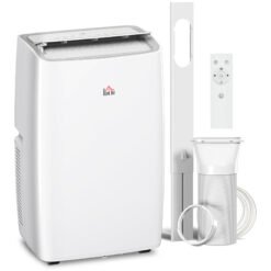 HOMCOM Portable Air Conditioner 12000 BTU, 4-in-1 Air Conditioning Unit, Dehumidifier, Cooling, Fan, Sleep Mode with 2 Speeds, Remote, LED Display, 24H Timer, Window Kit, Child Lock, 35m², Cream