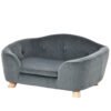 PawHut Dog Sofa Bed Pet Chair Couch with Water Resistant Fabric, Kitten Lounge with Soft Cushion, Wooden Frame for Mini Size Dogs - Grey