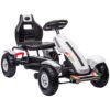 HOMCOM Pedal Go Kart, Kids Ride On Racer with Adjustable Seat, Inflatable Rubber Tyres, Handbrake for Ages 5-12 Years - White