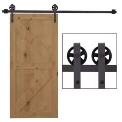 HOMCOM 6ft Modern Single Sliding Barn Door Track Kit Set Closet Hardware for Single Wooden Door