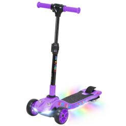 AIYAPLAY Three-Wheel Foldable Electric Scooter for Kids Aged 6-10 Years, Purple