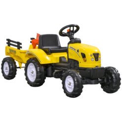 HOMCOM Kids Ride on Tractor with Back Trailer, Shovel & Rake, Horn, Four Wheels Tractor Toy for Child Toddler
