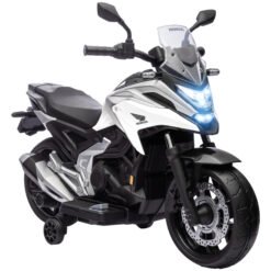 AIYAPLAY 12V Honda Licensed Kids Electric Motorbike w/ Music, Headlights, Early Education Function, for Ages 3-6 Years, White
