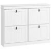HOMCOM Slim Shoe Cabinet, Shoe Cabinet with 4 Drop-Down Drawers, 105W x 24D x 82.5H cm,  White