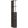 HOMCOM Tall Bathroom Cabinet, Freestanding Slim Bathroom Storage Cabinet with 2-Tier Open Shelf and 2 Drawers for Small Space, Narrow Cupboard Storage Unit, Brown