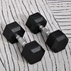 HOMCOM 2x10kg Hex Dumbbells Set Rubber Dumbbells Weight Lifting Equipment Fitness Home Gym