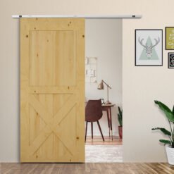 HOMCOM 6FT Modern Sliding Barn Door Closet Hardware Track Kit Track System Unit for Single Wooden Door