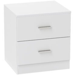 HOMCOM Modern Bedside Table, Beside Cabinet with 2 Drawers, for Bedroom, Living Room, White