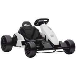 AIYAPLAY 24V Electric Go Kart, Drift Kart with Adjustable Seat, Slow Start, 5-Point Harness, Music, Horn, for 6-12 Years, White