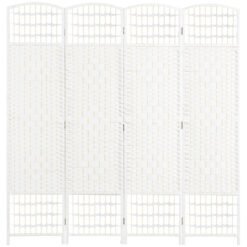 HOMCOM 4 Panel Folding Room Divider, Privacy Screen, Paravent Partition Separator for Living Room, Bedroom, 120 x 170cm, White