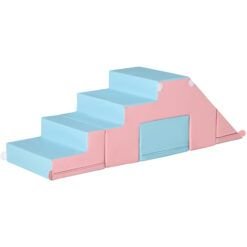 HOMCOM 2-piece Soft Play Set, Baby Foam Climber Block for Toddler 1-3 Years, Pink Blue