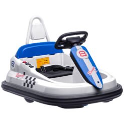 HOMCOM 6V Electric Kids Bumper Car, 6V Spin Waltz Car, with Music, Horn, Lights - White