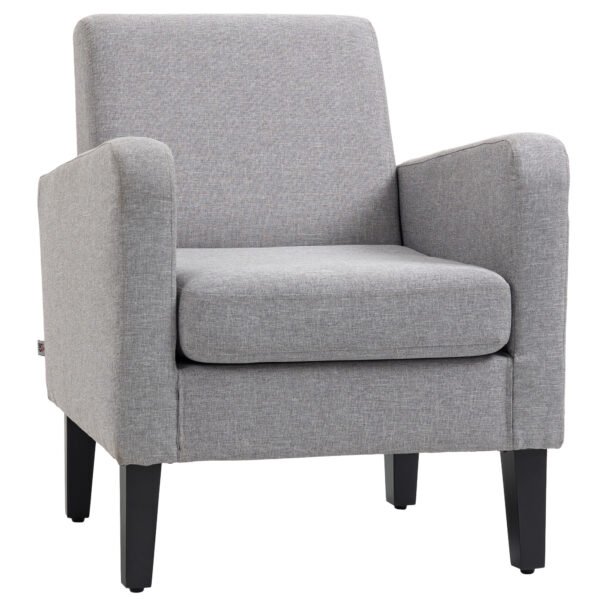 HOMCOM Linen-Look Boxy Armchair – Light Grey