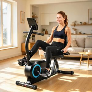 SPORTNOW Recumbent Exercise Bike for Home, Stationary Bike with Bluetooth, App Connectivity, Quiet 8-Level Magnetic Resistance
