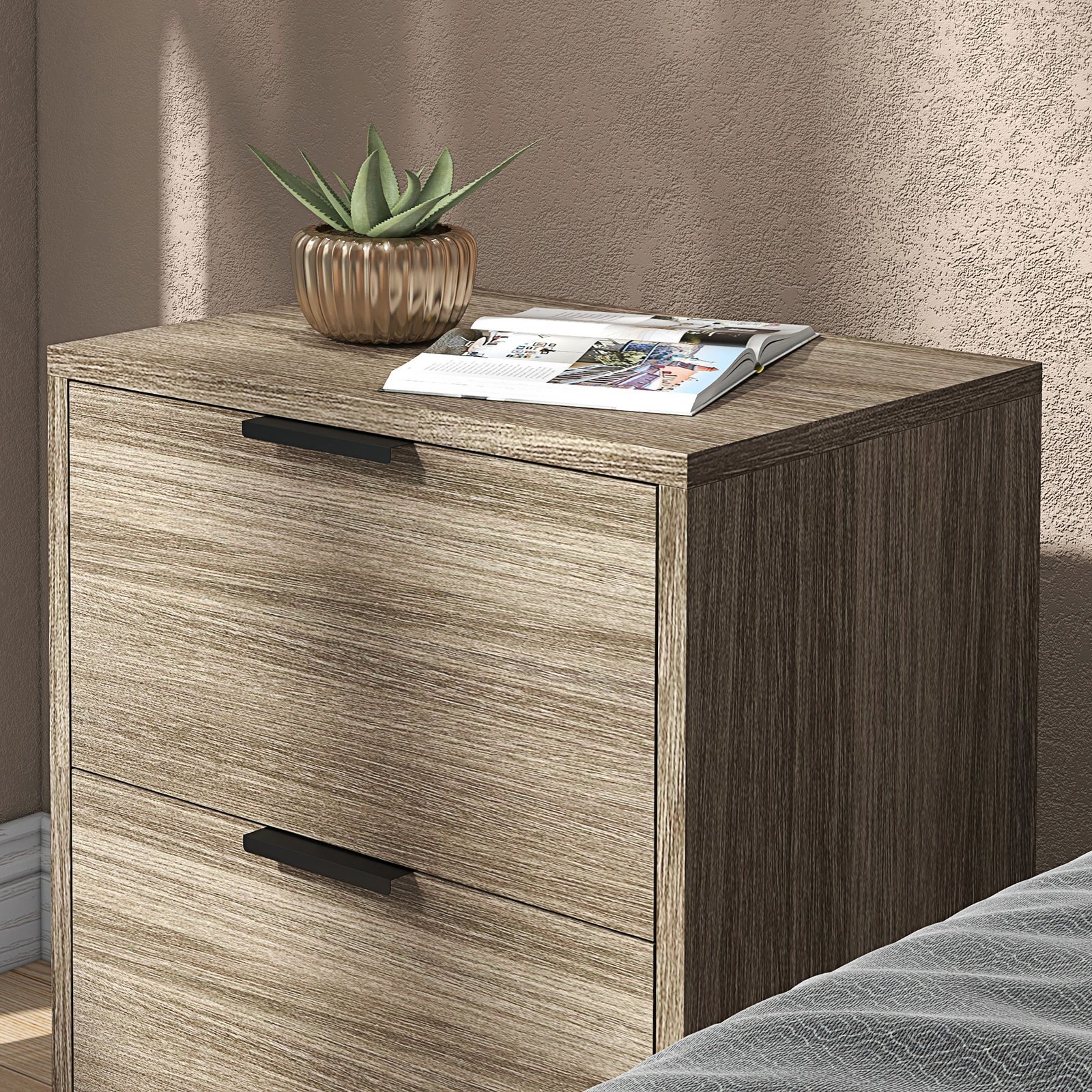 HOMCOM Set of Two Wood Effect Bedside Tables - Image 8