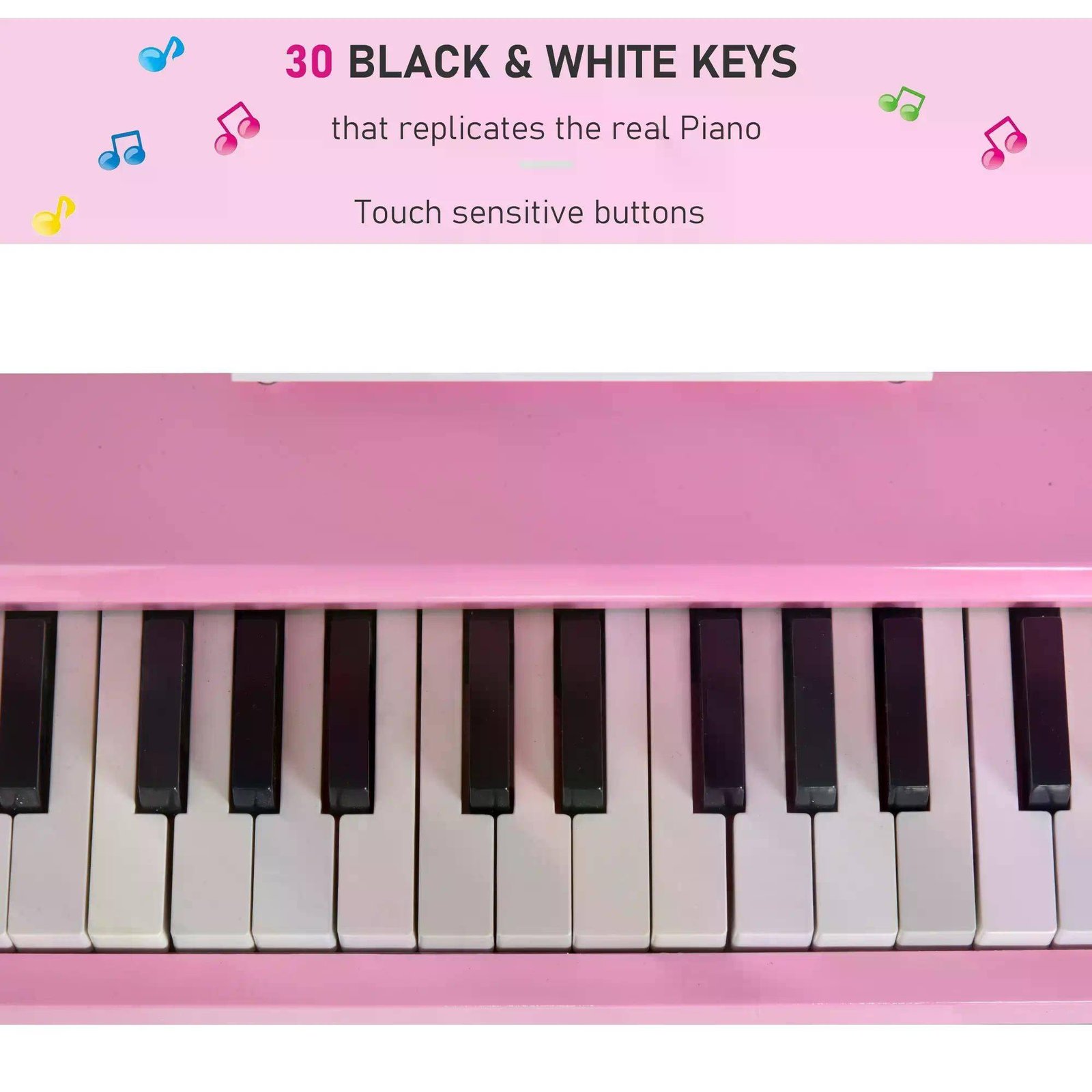 HOMCOM 30 Keys Mini Kids Piano for Child with Music Stand and Bench Best Gifts Toy - Image 5