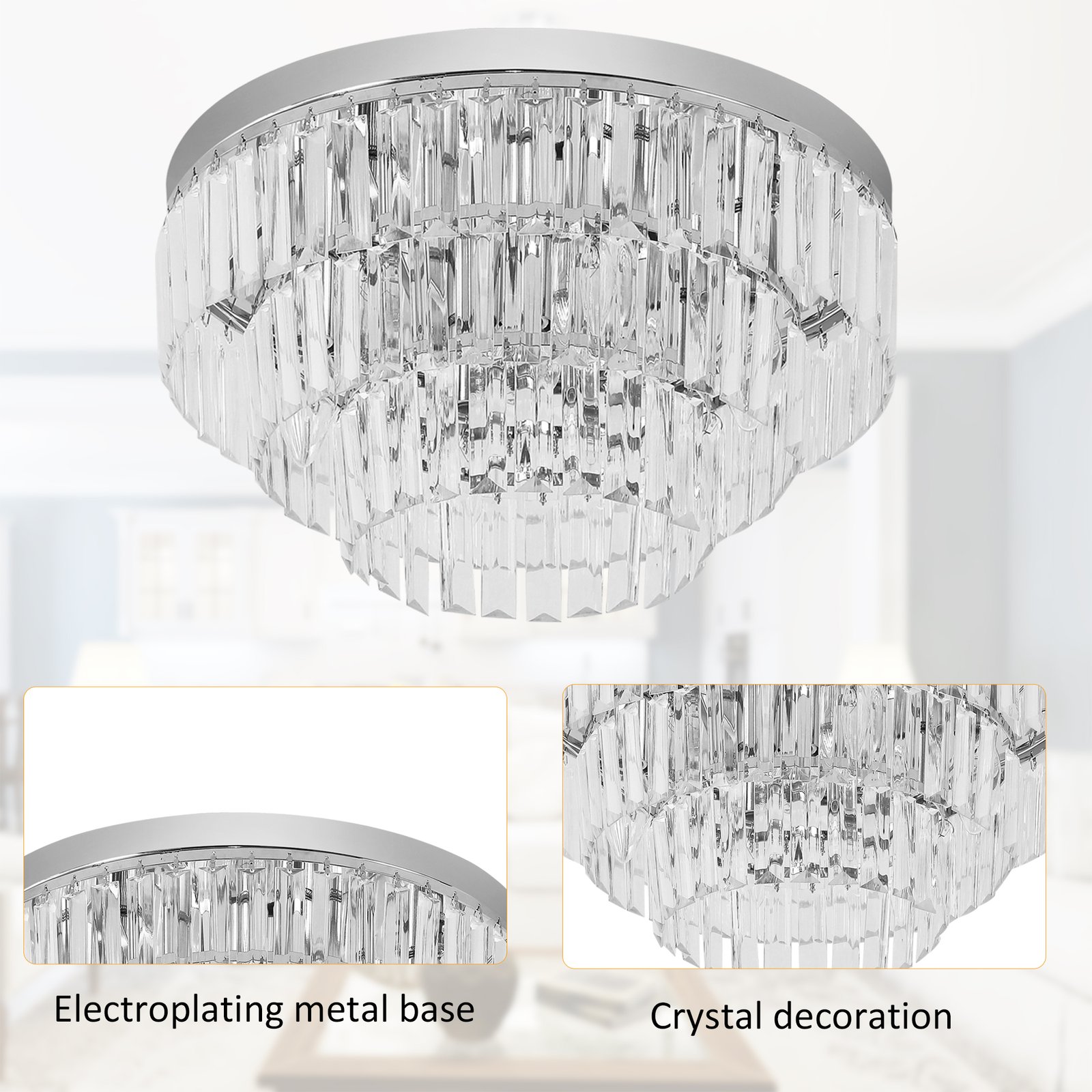 HOMCOM 112 Crystallite Ceiling Chandelier - Image 4