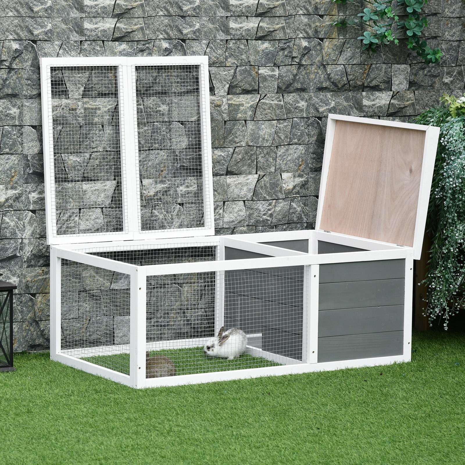 PawHut Guinea Pigs Hutches Small Guinea Pigs Hutches Pet Run Cover, with Water-resistant Asphalt Roof - Image 7
