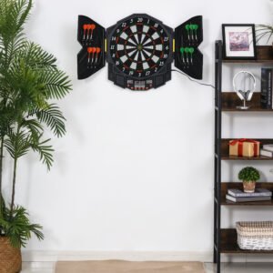 HOMCOM Dart Board Set, Electronic Dartboard with LED Digital Score Display, Soft Tip Darts, 27 Games, Speaker Sound