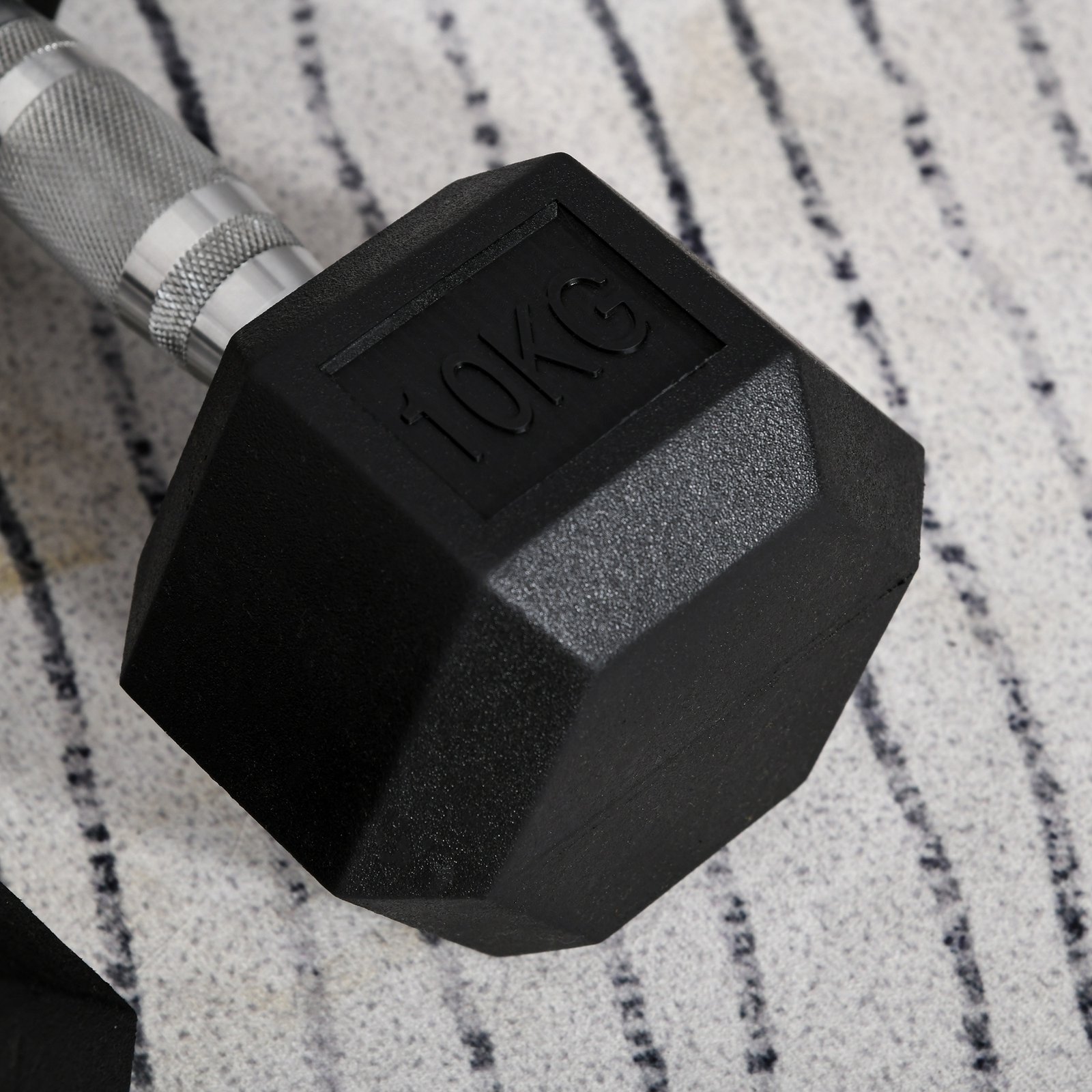 HOMCOM 2x10kg Hex Dumbbells Set Rubber Dumbbells Weight Lifting Equipment Fitness Home Gym - Image 9
