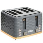 HOMCOM Four-Slice Rippled Toaster – Grey