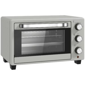 HOMCOM 21L Mini Countertop Oven, 100°C-230°C Adjustable Temp - Silver Tone