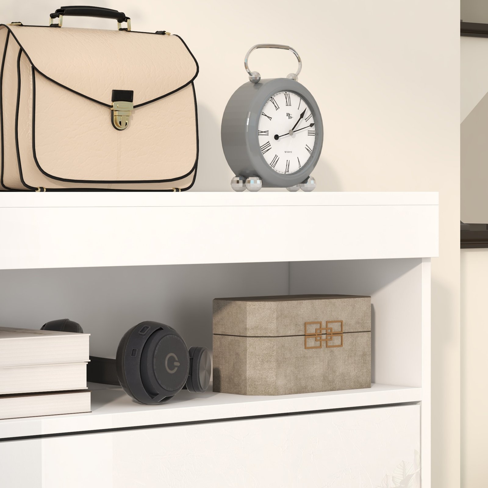 HOMCOM 16 Shoe Pair Storage Cabinet, with Flip Doors - High Gloss White - Image 9