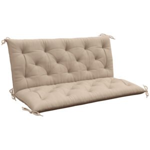 Outsunny Garden Bench Cushion, 2 Seater Swing Chair Cushion, Seat Pad with Ties for Indoor and Outdoor Use, 110 x 120 cm
