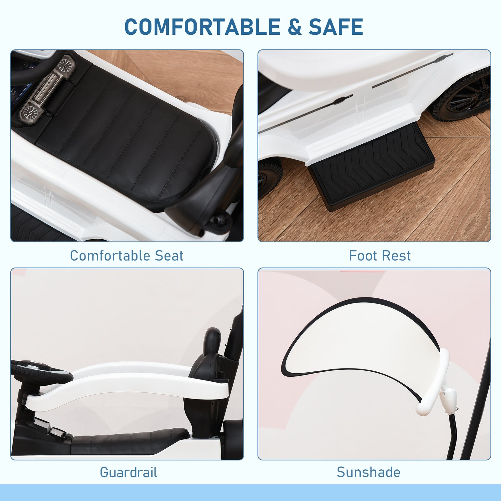 HOMCOM 3 in 1 Kids Children Ride on Push Car Toddler Sliding Car G350 Licensed Walker Foot to Floor Slider Push-Along with Horn Steering Wheel NO POWER Manual, White - Image 5