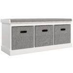 HOMCOM Three-Drawer Shoe Storage Bench, with Padded Top Seat – White HOMCOM Three-Drawer Shoe Storage Bench, with Padded Top Seat – White