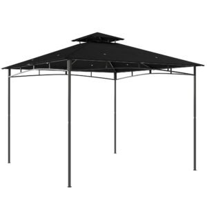 Outsunny 3 x 3 m Gazebo, Garden Gazebo with 2-Tier Roof, Metal Frame, Black