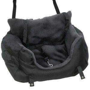 PawHut Dog Car Seat for Small Dogs with Fixed Buckle, Safety Leash, Washable Cover, 58 x 45 x 28 cm, Black