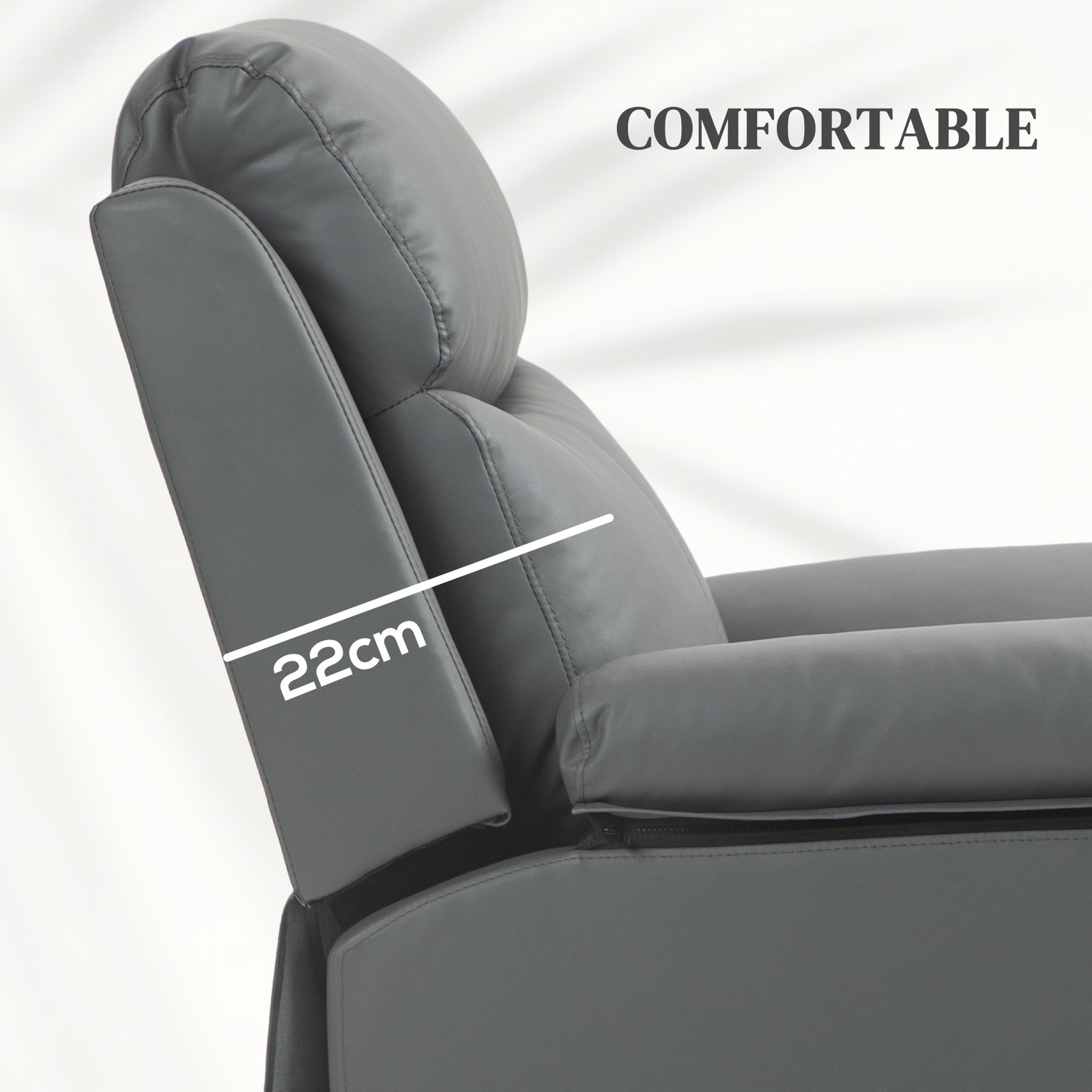 HOMCOM Faux Leather 70° Electric Riser Recliner Chair, Charcoal Grey - Image 5