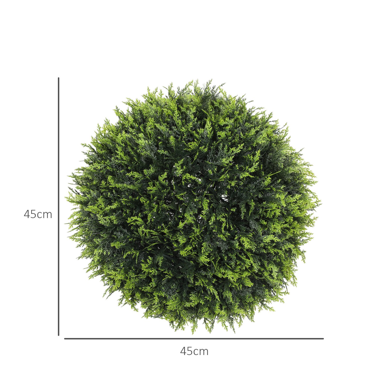 HOMCOM Set of 2 Artificial Plant Topiary Balls, UV-Protected Fake Decorative Plants, Faux Home Indoor Outdoor Decor, 45cm, Green - Image 3