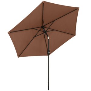 Outsunny 2.6 m Garden Parasol Umbrella with Aluminium Pole, Outdoor Patio Umbrella with Tilt and Crank, Vent, Coffee Outsunny 2.6 m Garden Parasol Umbrella with Aluminium Pole, Outdoor Patio Umbrella with Tilt and Crank, Vent, Coffee