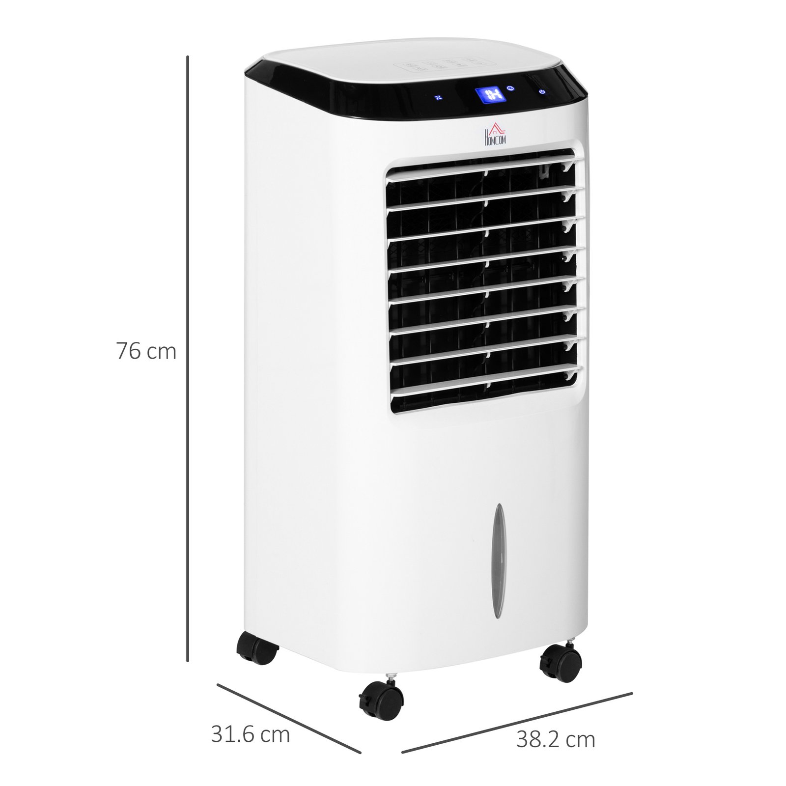 HOMCOM Portable Air Cooler, Evaporative Anion Ice Cooling Fan Water Conditioner Humidifier Unit with 10L Water Tank, 3 Modes, 3 Speed, Remote, Timer, Oscillating for Home Quiet Bedroom, White - Image 3
