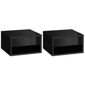 HOMCOM Floating Bedside Tables Set of 2, Wall Mounted Nightstand, High Gloss Black