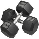 HOMCOM 2×12.5KG Rubber Hex Dumbbell Portable Hand Weights Dumbbell Home Gym