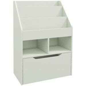 HOMCOM Kids Bookshelf, Toy Organiser, with Storage Drawer, Wheels - Green