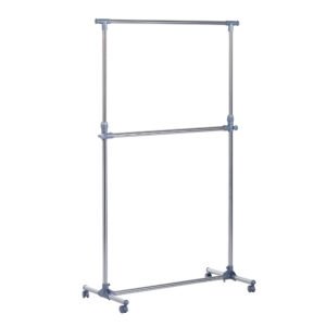 HOMCOM Heavy Duty Clothes Hanger Garment Rail Hanging Display Stand Rack w/ Wheels Adjustable