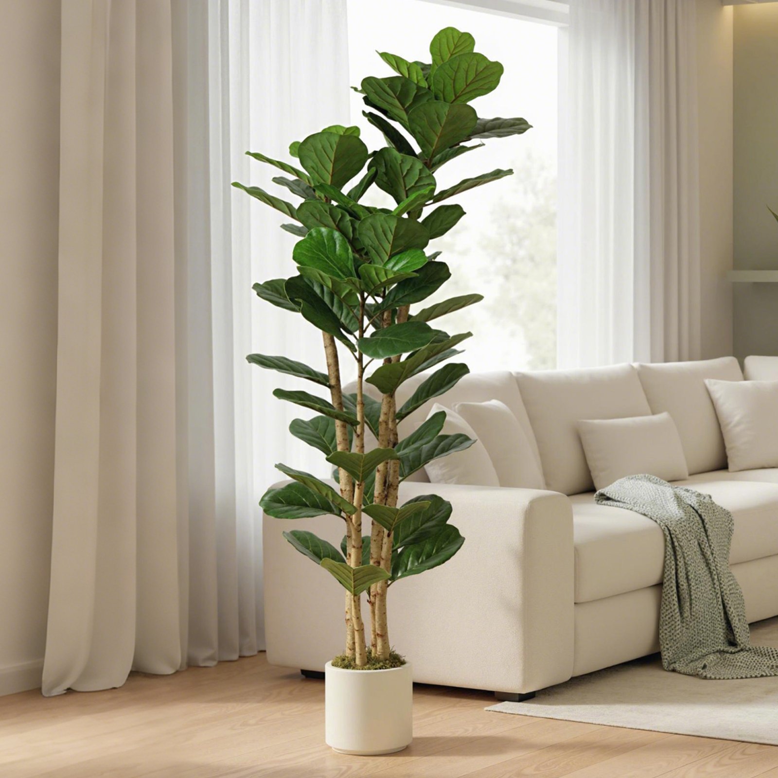 HOMCOM 180cm Artificial Fiddle Leaf Fig Tree - Green - Image 2