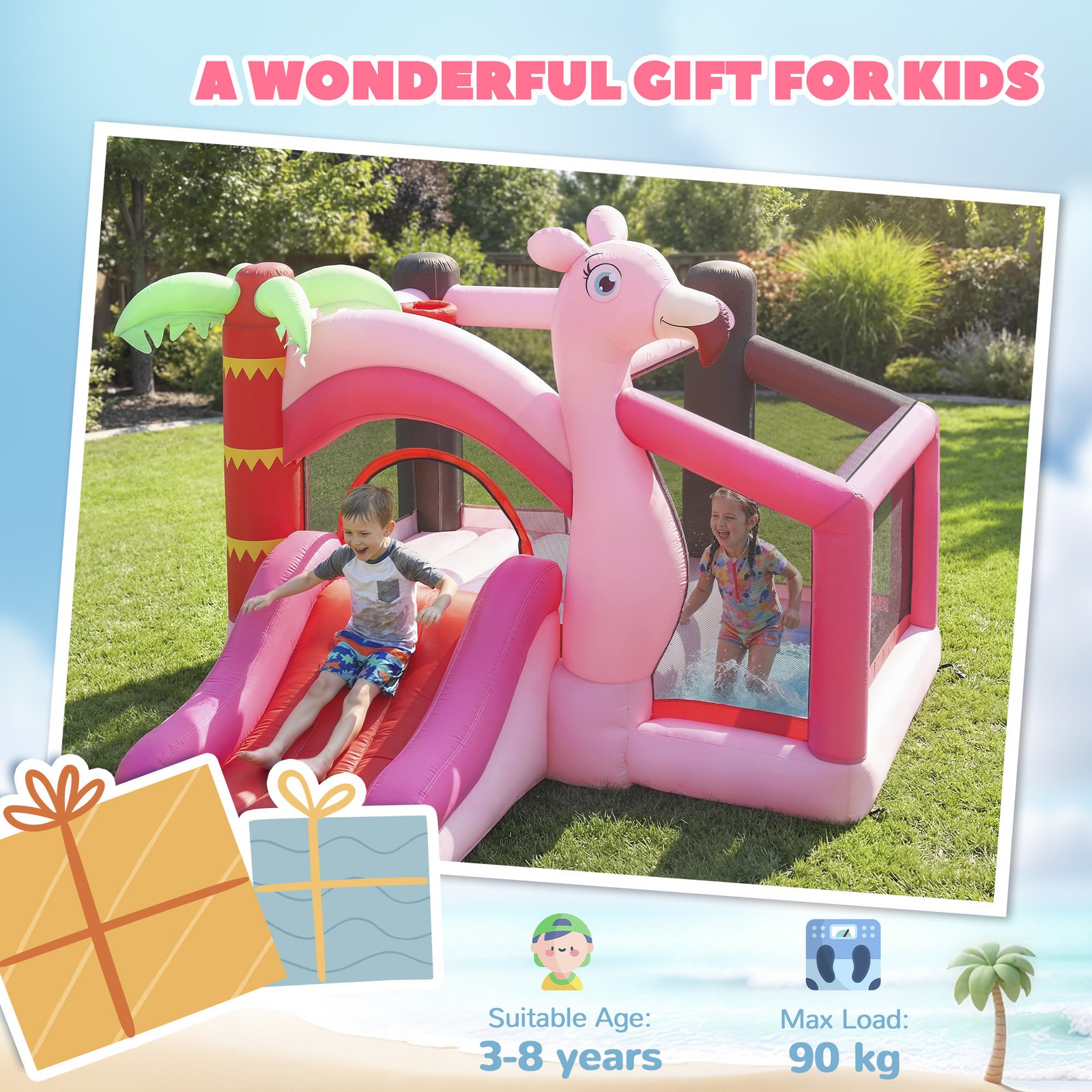 AIYAPLAY Inflatable Bounce House for Kids with Slide, Ball Pit, Basketball Hoop and Blower for Indoor Outdoor Garden, Pink - Image 9