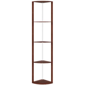HOMCOM RGB Standing Lamp with Shelves, 4-Tier LED Floor Lamp with Multiple Lighting Modes, Brown