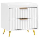 HOMCOM Elegant Two-Drawer Bedside Table – White HOMCOM Elegant Two-Drawer Bedside Table – White