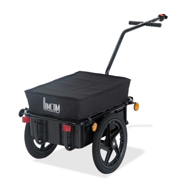 HOMCOM Cargo Trailer Bike Stroller Garden Trolley W/Carrier Utility Luggage & Wheels Black HOMCOM Cargo Trailer Bike Stroller Garden Trolley W/Carrier Utility Luggage & Wheels Black