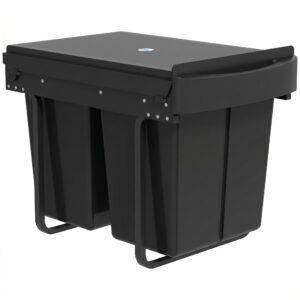 HOMCOM Pull Out Bin, Kitchen Under Sink Bin with 2 Removable Compartments, Smooth Glide, Black